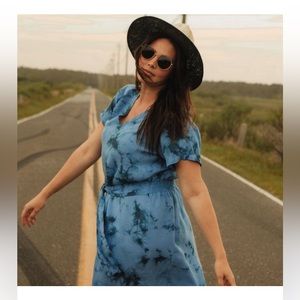 Anthropologie Cloth & Stone blue tie dye dress